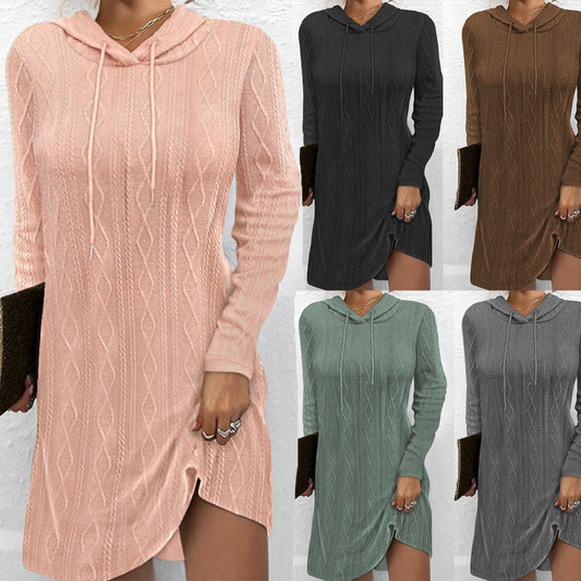 Robe à capuche pour femmes avec motif en tricot texturé Chic und Stil