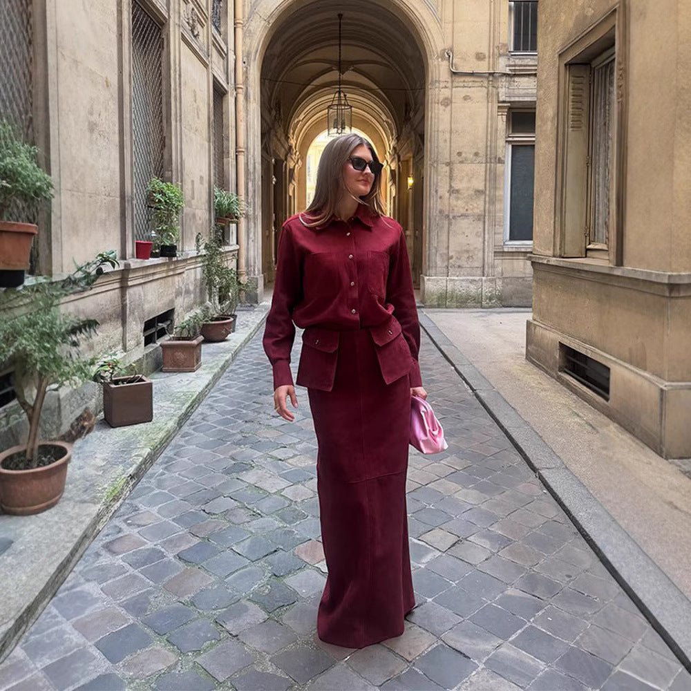 Dames Ensemble Élégant en Velours Chic und Stil