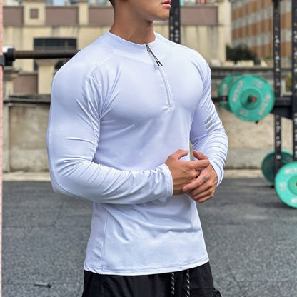 Functional long-sleeve shirt for men with high collar and innovative zipper Chic and Style