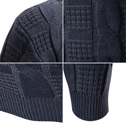 Quilted knit pullover for men with high collar Chic and Style