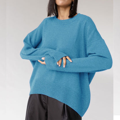 Dames pull-over surdimensionné avec un joli motif en tricot et de larges bords Chic und Stil