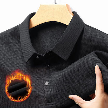 Chemise polo à manches longues pour hommes avec design texturé et tissu régulateur d'humidité Chic und Stil