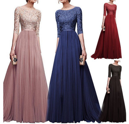 Robe de soirée élégante pour femmes avec dentelle de haute qualité et jupe fluide Chic und Still
