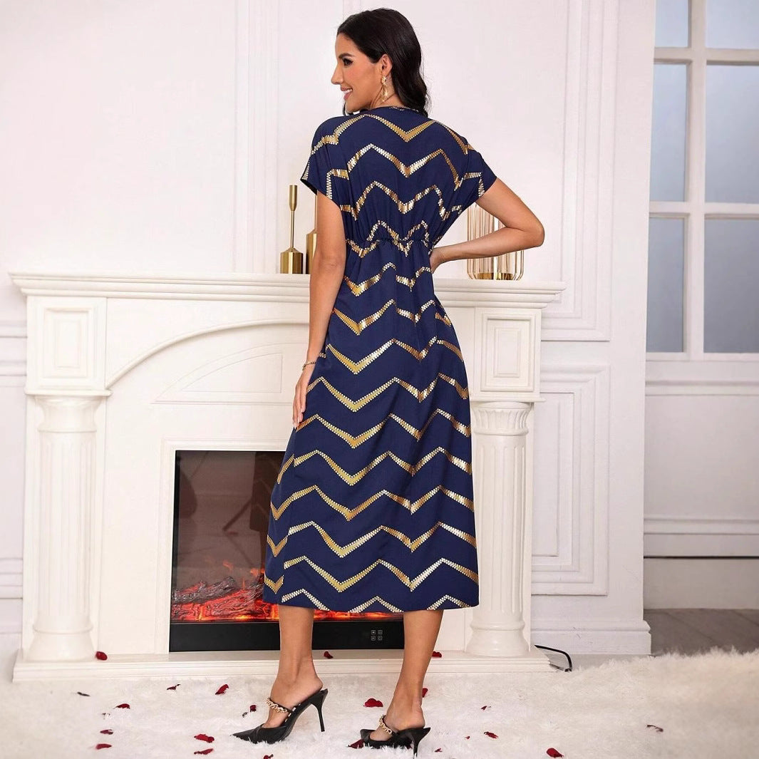 Robe midi portefeuille à imprimé chevron Chic und Stil