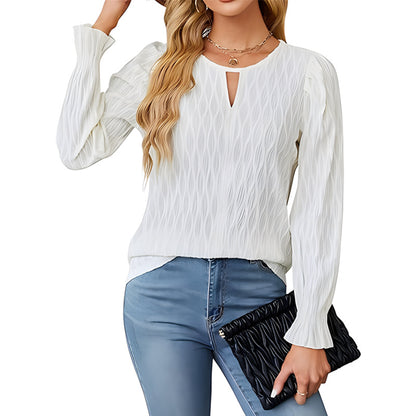 Blouse en tricot pour femmes avec des finitions de manches décoratives Chic und Stil
