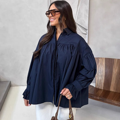 Blouse oversize pour dames avec volants Chic & Stil