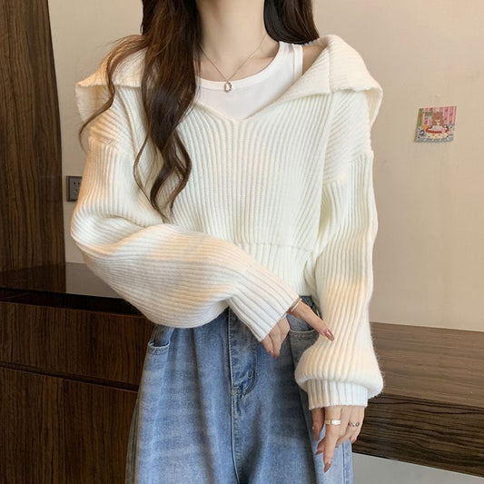 Dames pull-over V douillet avec capuche et coupe oversize Chic und Stil