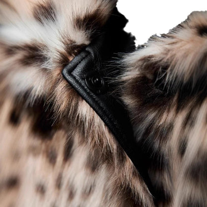 Ladies Chic and Stylish Leopard Print Faux Fur Jacket