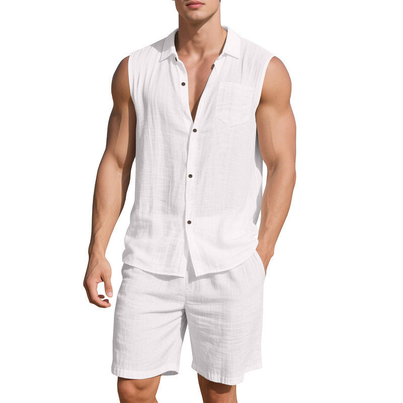 Tenue d'été décontractée pour hommes avec chemise sans manches et shorts Chic und Stil