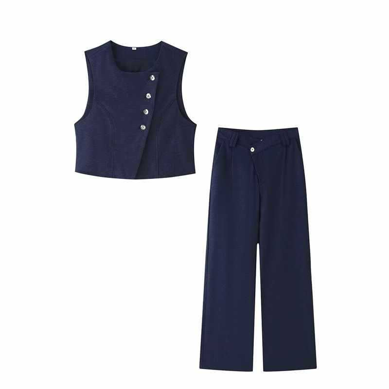 Dames élégant, taille haute, large pantalon en tissu Chic und Stil