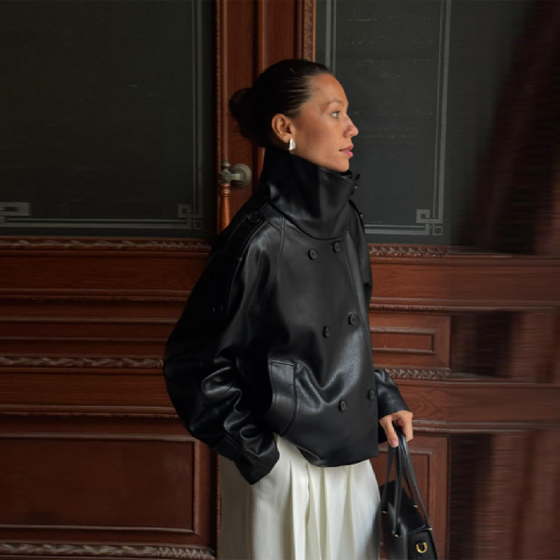 Veste de motard en simili cuir pour femmes Chic & Stil