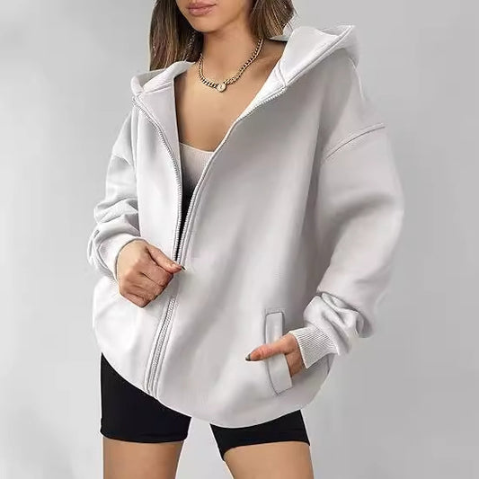 Dames décontracté oversized zip-hoodie Chic und Stil