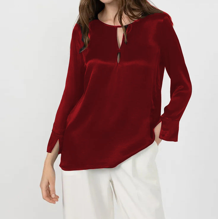 Dames Élégante blouse avec un design d’ouverture innovant et un matériau douillet Chic und Stil