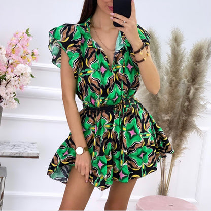 Robe mini à ligne A fluide pour femmes avec manches à volants Chic und Stil