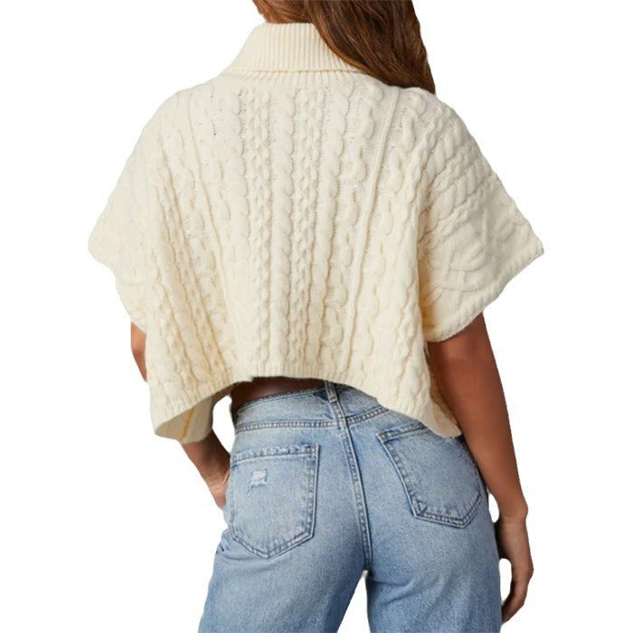 Pull élégant en tricot douillet pour femmes avec texture côtelée et col haut Chic und Stil