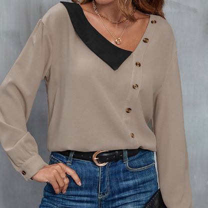 Chemisier pour femmes avec col asymétrique et détails de boutons décoratifs Chic und Stil
