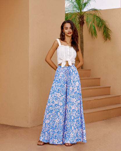 Chic and Stylish Floral Print Wide Palazzo Pants for Women