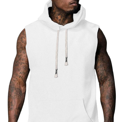 T-shirt à capuche sans manches pour hommes avec design texturé et poche kangourou pratique Chic und Stil