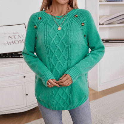 Pull en tricot pour femmes avec motif en relief décoratif et détails de boutons Chic und Stil