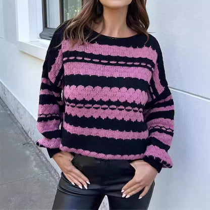 Pull en tricot confortable pour femmes avec un motif de torsades moderne et des accents graphiques Chic und Stil