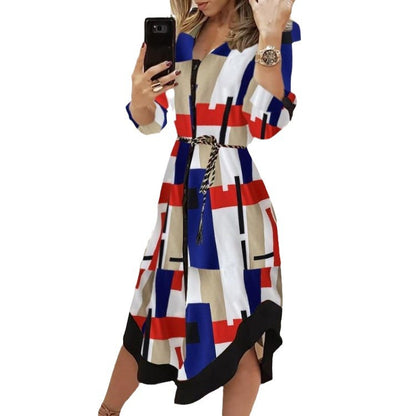 Robe chemise midi rayée pour femmes avec ceinture cintrée Chic und Stil