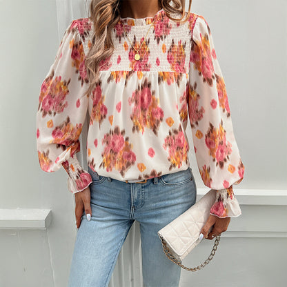 Blouse aérienne pour femmes avec motif floral et fronces Chic und Stil