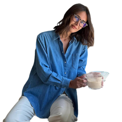 Chemisier en denim décontracté pour femmes avec poches pratiques Chic und Stil