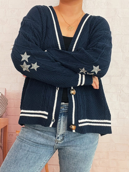 Dames gilet confortable en tricot avec applications d'étoiles et détails modernes Chic und Stil