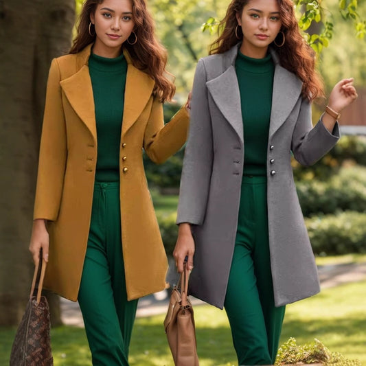 Dames Élégant Long Blazer avec coupe asymétrique Chic und Stil