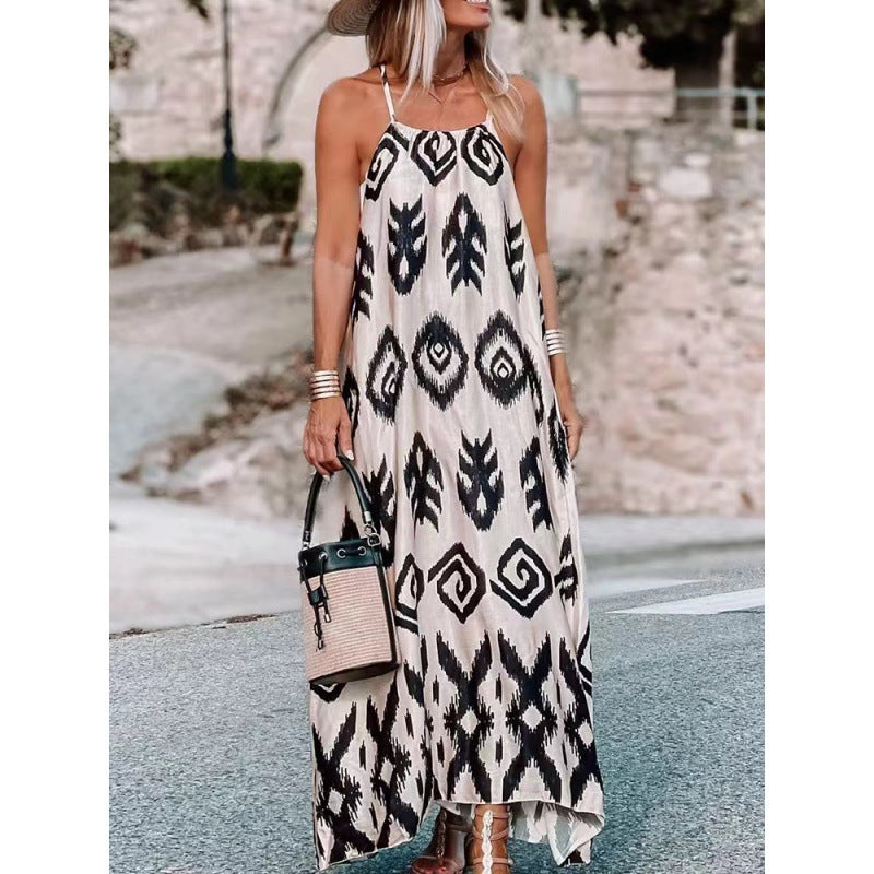 Robe maxi imprimée bohème pour femmes Chic und Stil