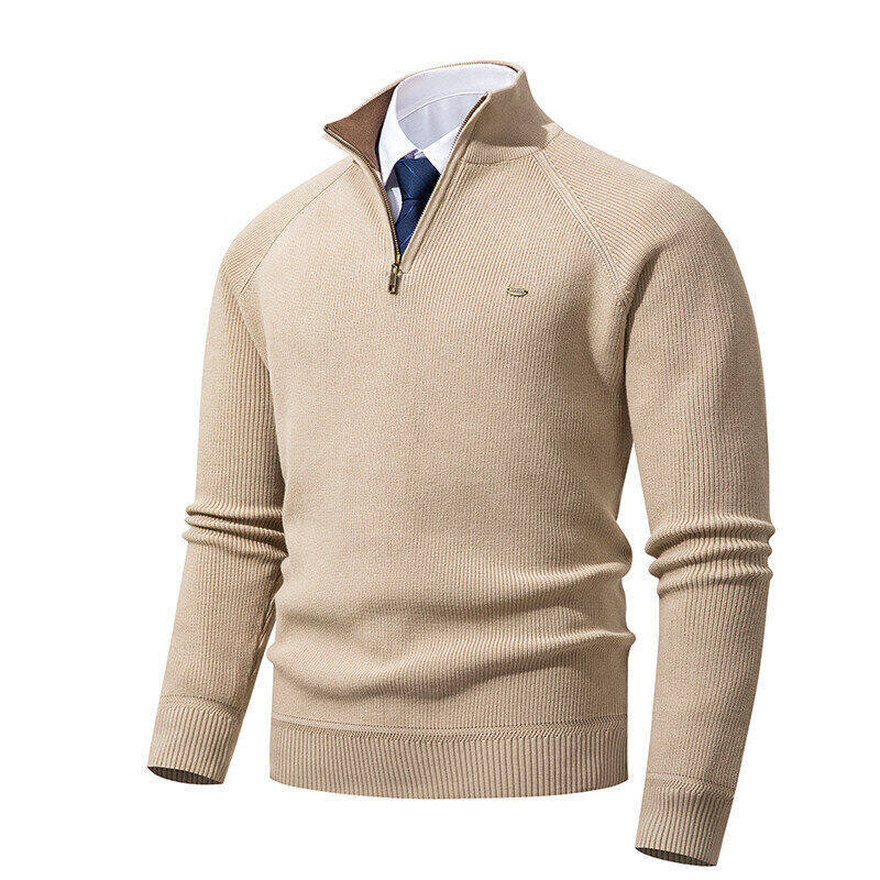 Elegant knitted pullover for men with high collar and zipper Chic und Stil