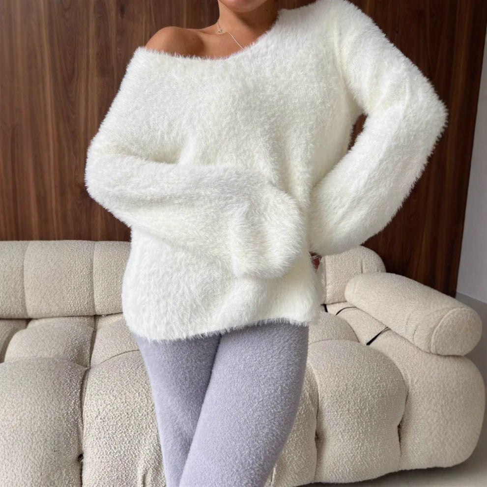 Dames Pull-over doux à col en V en matériau de haute qualité Chic und Stil