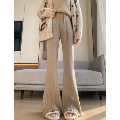 Comfortable ribbed knit pants for women with wide legs Chic and Style