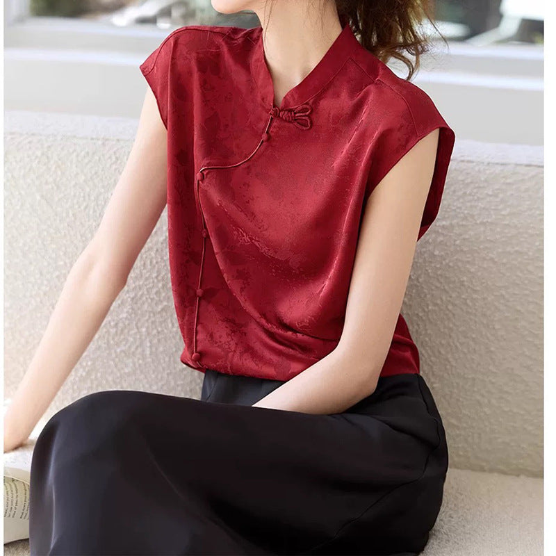 Chemisier drapé en soie pour femmes Chic und Stil