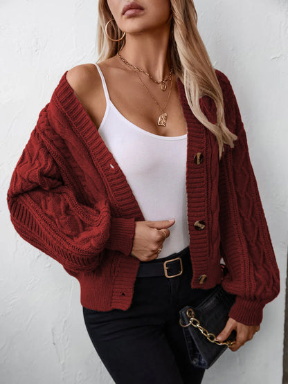 Dames Gros Tricot Cardigan avec Boutons À Drehknöpfen Chic und Stil