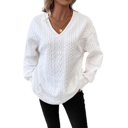Pull en tricot pour femmes avec un profond décolleté en V et un motif texturé Chic und Stil