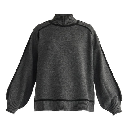 Pull à col roulé tendance pour femmes avec des rayures contrastées et une coupe décontractée Chic und Stil
