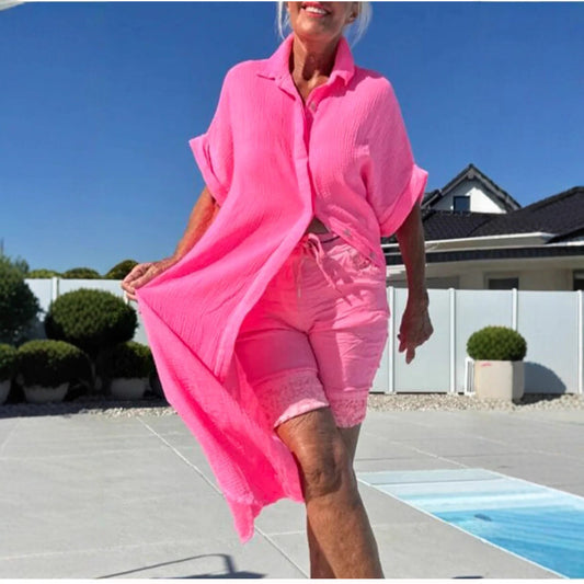 Robe de couverture à boutons en coton léger pour femme Chic und Stil