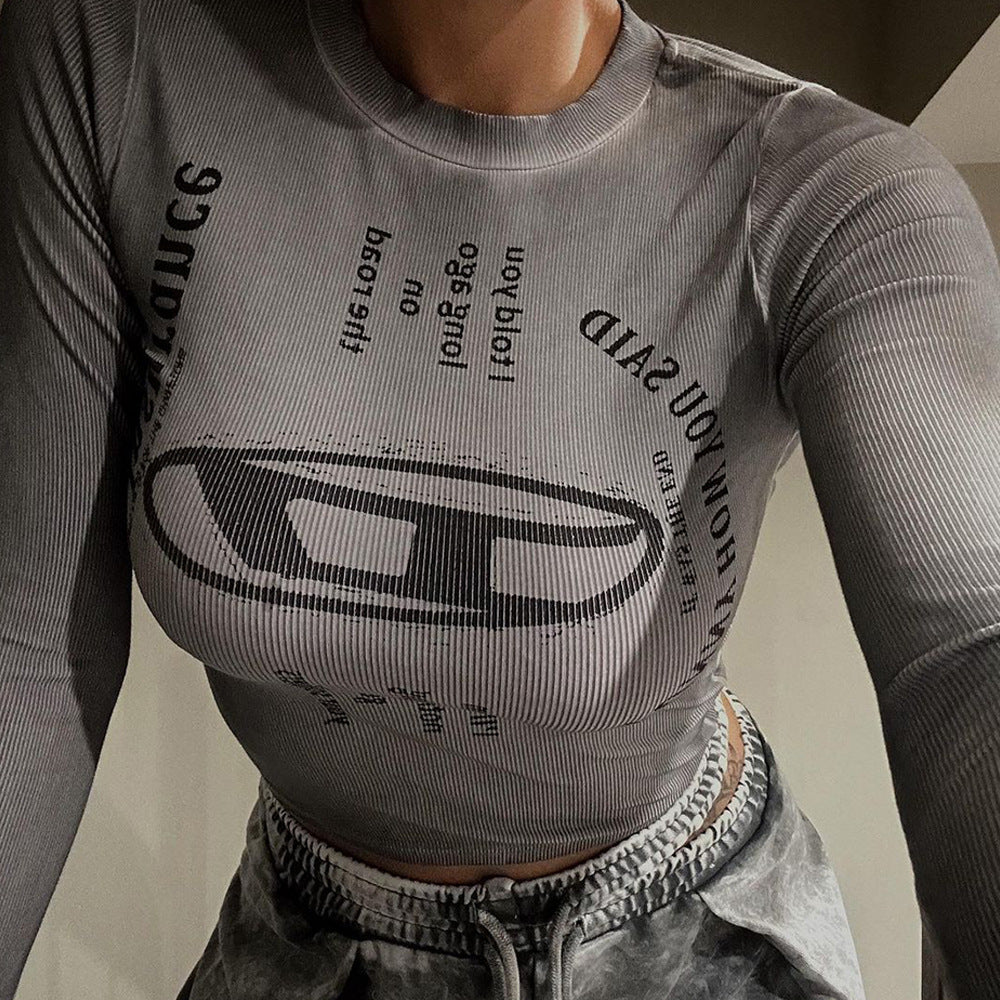 Chemise à manches longues pour femmes avec impression graphique créative Chic und Stil