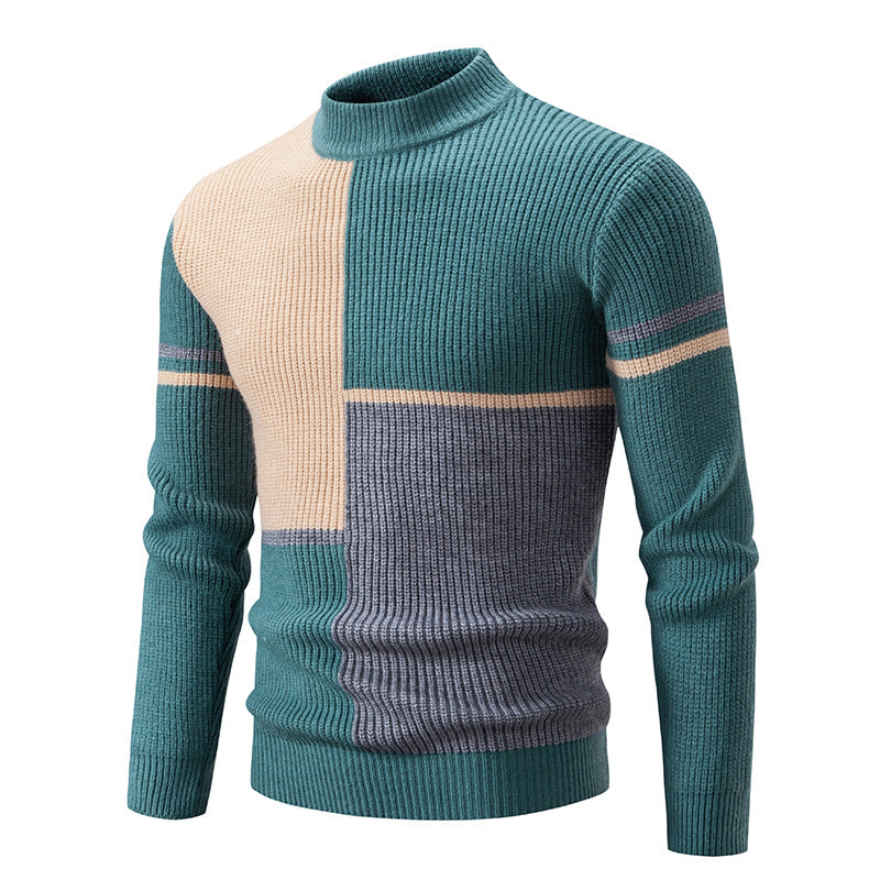 Pull en tricot pour hommes avec un design color block à la mode et un col élevé Chic und Stil