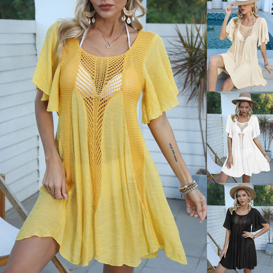 Dames Breezy Crochet Plage Tunique Robe Chic und Stil