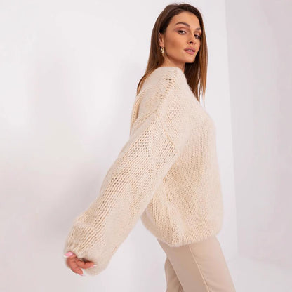 Pull en maille surdimensionné confortable pour dames avec des manches volumineuses et un design texturé Chic und Stil