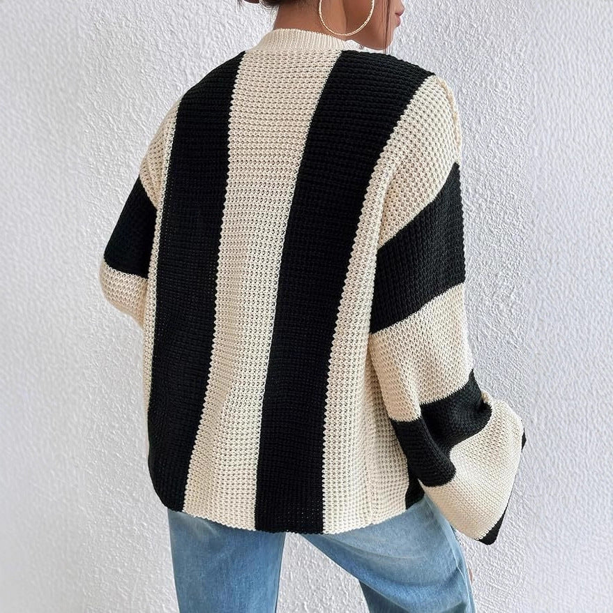 Dames cardigan stylé avec larges rayures bloc Chic und Stil