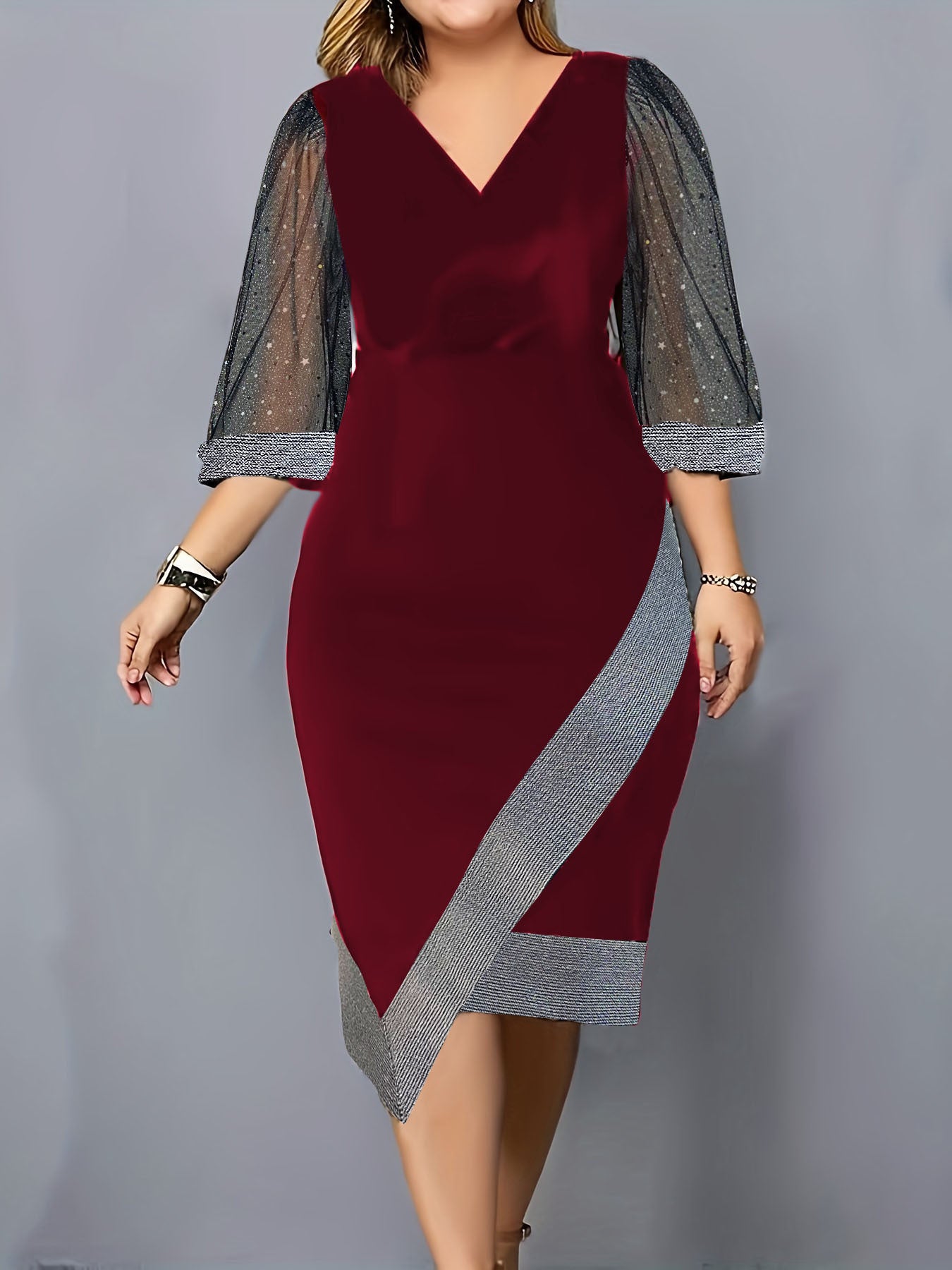Dames Élégant Robe Sans Manches V Décolleté Chic und Stil