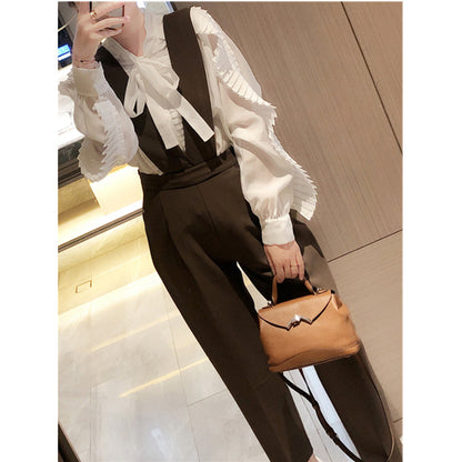 Blouse plissée élégante pour femmes avec détail nœud Chic und Stil