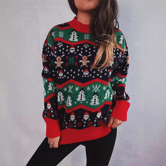 Pull en laine pour femmes de Noël avec un design festif et des motifs ludiques Chic und Stil