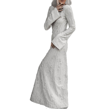 Robe maxi élégante pour femmes avec des détails de ruchés et de manches raffinés Chic und Stil