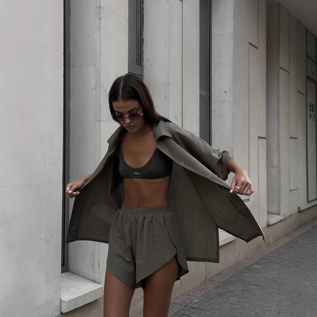 Ensemble de loungewear décontracté pour femmes avec haut kimono léger et shorts doux Chic und Stil