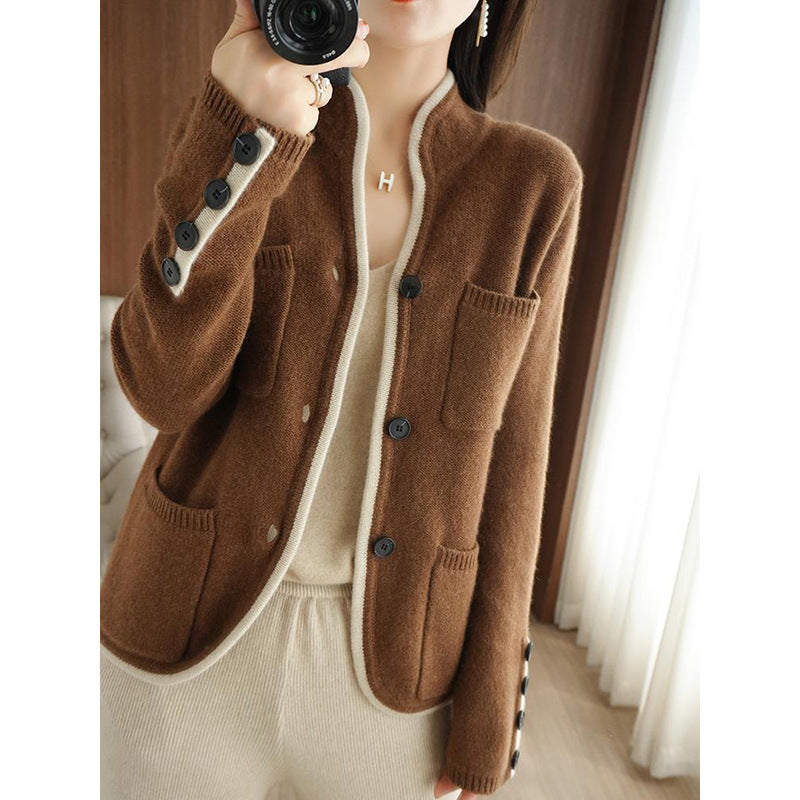 Cardigan Tricoté Confort Femme avec Détails de Poche Chic und Stil