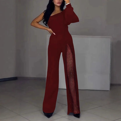 Combinaison asymétrique à une épaule pour femme avec panneau en sequins Chic und Stil